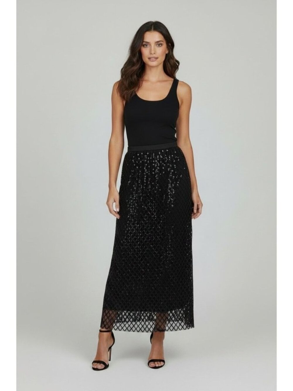 NWT Anthropologie Black See-Through Skirt Built-In Panties Sequin Netting Size L - Picture 12 of 15